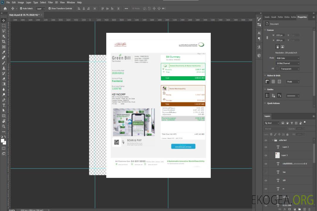Facture des entreprises de services publics verts, SCR template